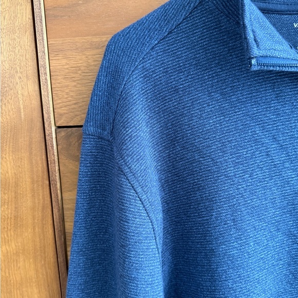 Van Heusen Never Tuck Sweater Mens Blue 1/4 Zip Long Sleeve Classic Fit Size L - Picture 6 of 12